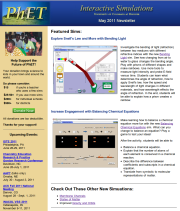 Screenshot of the May 2011 PhET newsletter