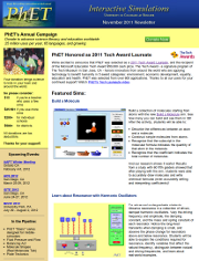 Screenshot of the November 2011 PhET newsletter