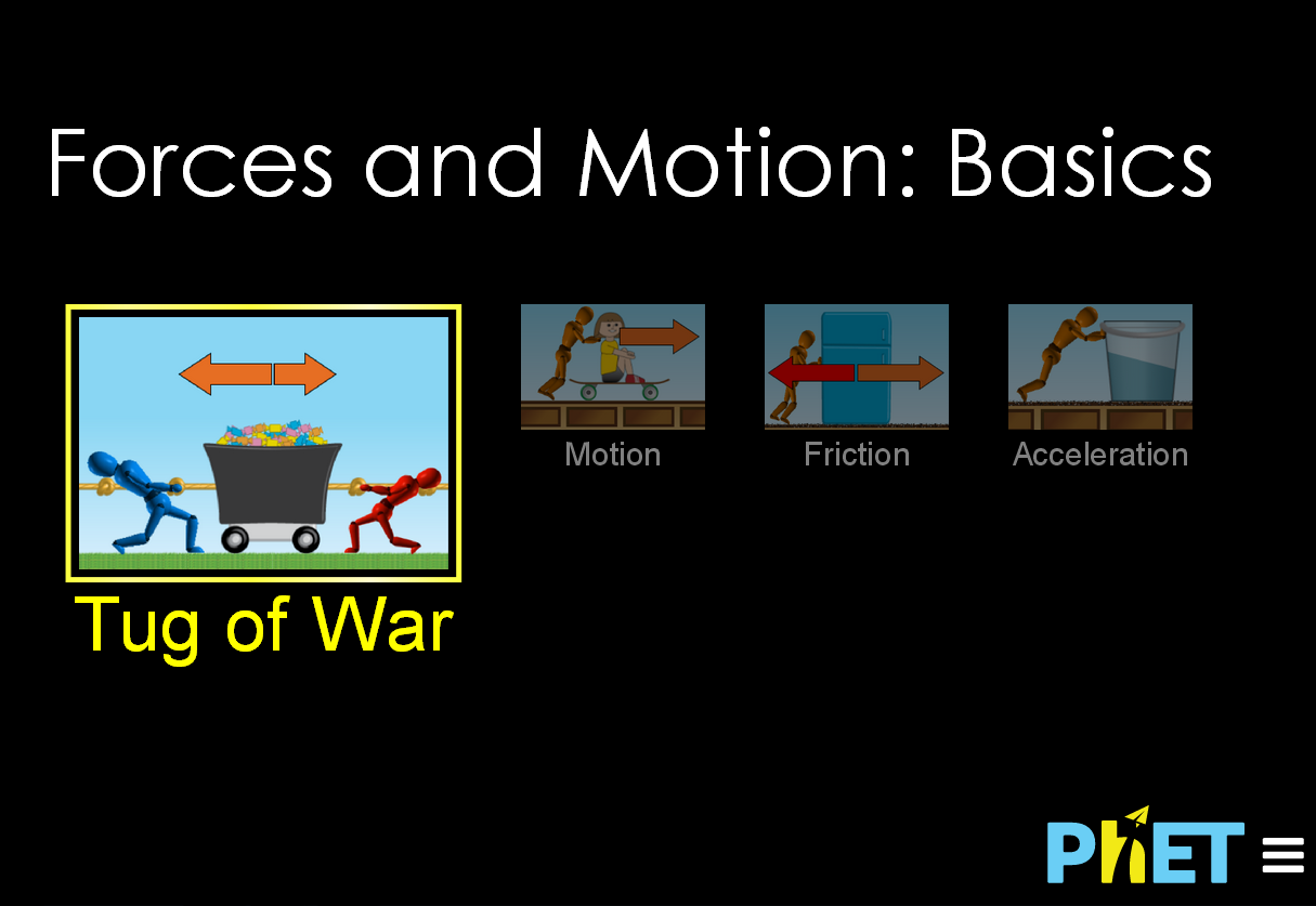 Forces and Motion: Basics home-screen