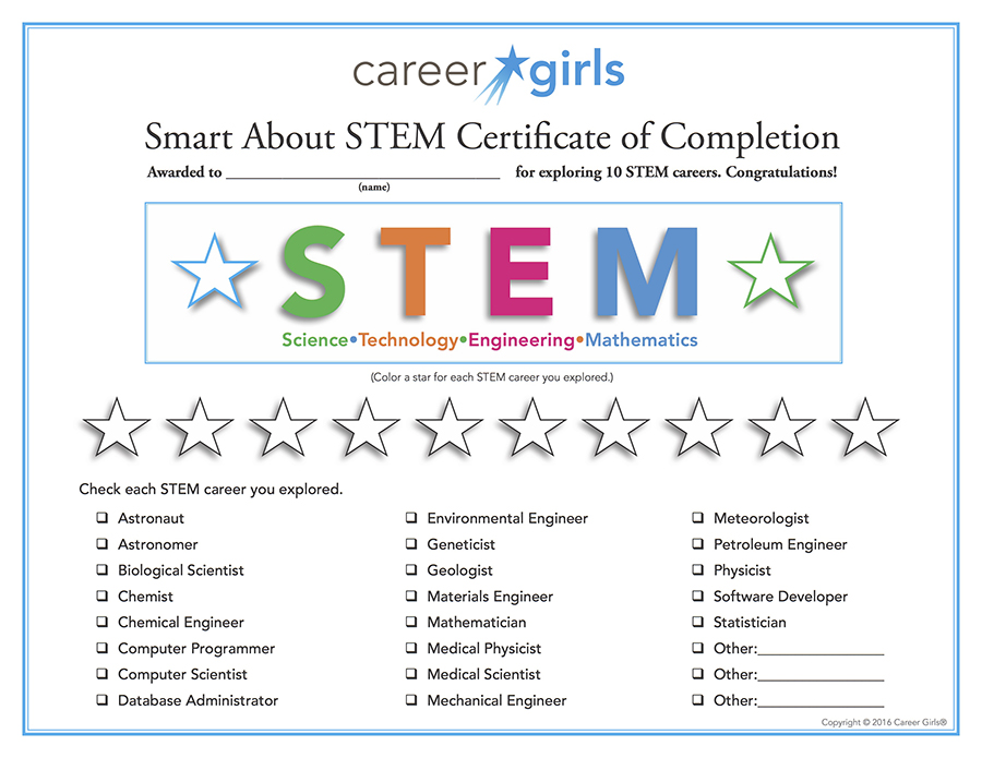 STEM Certificate of Completion